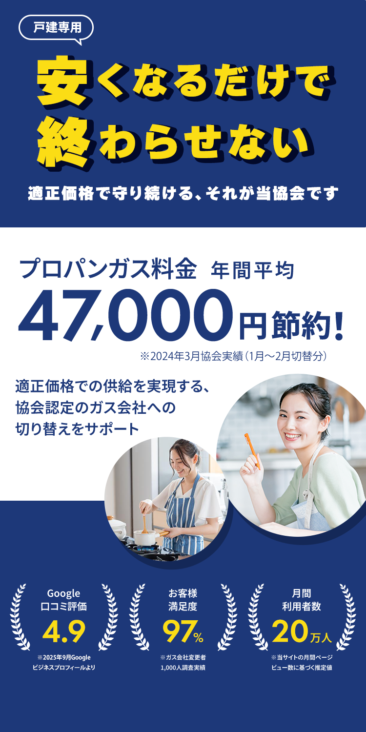 高いプロパンガスを都市ガス料金並みに